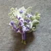 Fleurs décoratives Weddingbobdiy Light Purple Groom Boutonniere Artificiel Lily of the Valley Flower Man Corsage Mariage Party Decoration