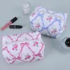 Cosmetic Bags Cute Bow Floral Travel Makeup Pouch With Zipper Organizer Storage Bag Skincare For Women Girls