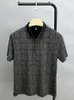 High-end ijs zijde naadloze korte mouwen heren met heren met plaid kraag T-shirt zomer casual cool feelt top exquise gedrukt poloshirt 240415