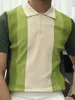 Polos męski 2024 Summer Green (męski) Lapel z krótkim rękawem koszulka koszulka T-shirt top do pasków