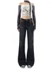 Jeans femminile americano retrò y2k flare gothic sottile pantaloni donne modalità di moda nero e-ragazza pantaloni pantaloni hip hop high street