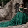 Abiti per quinceanera verde abito da ballo da appliques 3d con spalla con perle Sweet 15 vestito con papilla