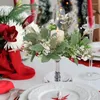 Dekorativa blommor konstgjorda ljusstak kransar europeiska lämnar ljus ring 25 cm plast falskt girland bröllop parti julbord