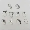 Clusterringe 10 PCs/Set Bohemian Vintage Carving Finger Finger für Frauen Knöchel Ring Set Ladies Juwely Anillos Mujer