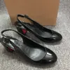 Röd designer så jane sling sandaler skor patent kalv läder 55 cm hög klackar festklänning bröllop slingback lady gladiator sandalias eu35-43 med låddammväska