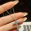 Partihandel Brilliant Real 925 Sterling Silver Bästa gåva för kvinnor GRA VVS Diamond Moissanite Cross Pendant Halsband Fina smycken