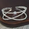 Bangle Delicate Bridal Personality Romantic Cuff Charm Open Rhinestone Armband Crossed Elegant Ethnic Gift