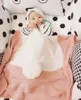 Cobertores nascidos fofos manta de orelha grande bebê madrugada malha