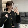 Jackets femininas pequenas mulheres perfumadas elegantes mulheres tops de lã de lã de peito único All-Match 2024 Casual curto preto chique coreano