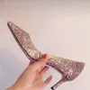 Dress Shoes Bling Wedding Women's French Sequin Stiletto Gradient Pink Pointed Toe Medium Heel Bridal