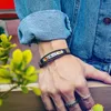 Charm Bracelets Black Braided Multilayer Leather Bracelet Men Punk Cross Jewellery Accessories Retro Stainless Steel Buckle Bileklik Erkek