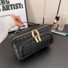 Women Simple Toiletry Purse Diamond Lattice Makeup Organizer Bag Large Capacity Opening Female Travel 240416