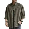 Men's Casual Shirts Lapel Collar Shirt Cardigan With Turn-down Patch Pockets Stylish Spring/fall Button-up For Daily Wear