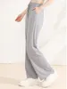 Calças femininas 2024 Mulheres de verão solto brocado sólido fresco sentindo uma perna larga e longa roupas finas casuais