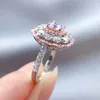 Кластерные кольца магазин роскошь 925 серебряный серебряный розовый сапфир создал Moissanite Gemstone Wedding Женщины с прекрасными украшениями оптом