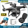 Dronlar S116 Max Drone 8K GPS 4K Çift Kamera Hava Fırçasız Motor Uzun Yaşam Pil Engel Kaçınma Dron Kamera Profesyonel Drone 240416