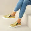 Casual Shoes European och American Sequin Women's Single 2024 Flat Bottom Elastic Mouth Color Matching Sports Board