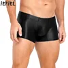 Onderbroek heren olie glanzende boksersbroers ondergoed ondergoed lage taille shorts broek broek fitness gym korte leggings build zakje stammen bodem zwemkleding