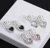 Stylish Sweet Crystal Heart Pendant Dangle Earring Designer Women Girls INS Style Silver Plated Letter Earrings Brass Eardrop Popular Jewelry Accessories