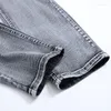 Jeans masculinos 2024 Primavera Casual Casual Moda cinza Business Calças retas calças de alta qualidade