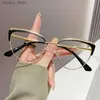 Sonnenbrille Neue photochrome Anti-Blau-Lichtbrillen Metall Farbveränderte Brille einfache Katzen-Augenbrillen Rahmen Mode Luxus Brillen Y240416