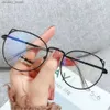 Sonnenbrille Ladies Cat Eye Anti-Blau-Lichtbrille für Frauen süße Katzenohren Rahmen Augenschutz Ultra leichte Brille Computerbrille Y240416