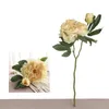 Decorative Flowers Artificial 2 Heads Peony Pink Silk Tea Rose DIY Fake Flower For Home Garden Wedding Decoration