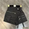 Dames shorts dames zomer knappe militaire denim rokken mti pocket aline los wide been 230220 drop levering kleding kleding dhu1f