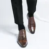 Vestido sapatos de moda de moda derby apontado em couro casual clássico versátil lacando up tamanhos europeus 38-46