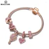 Charm Armbänder 2024 Rosegold Damen Armband DIY Kristallluftballon und Pfirsich Herz Anhänger Boutique Freundin GEIFFUNGEN GEVENTEN