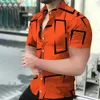 Herren lässige Hemden Geometrischer 3D -Druck Strand kurzärmel Hawaiianer Blusen Grafikhemd Cuba Camisa Kleidung 24416