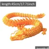 Objets décoratifs Figurines 3D Dragon artifié imprimé chinois long flexible réaliste réaliste modèle de jouet jouet home office décorat dhekm