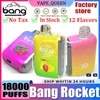Original Bang rocket 18000 puff Disposable Vape Bang Box Kit Dual Mode Puffs 18K Rechargeable Mesh Coil E-cigarettes 0% 2% 3% 5% Vaper 18000 12 Flavors Puff Bang Box 18k