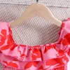 Robes de fille robe mode d'été pour 4-7ys pour enfants tenue douce rétro imprimé floral rose mignon style vacances fête décontractée