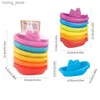 Juguetes de baby shower tazas coloridas apiladas educación temprana juguetes para niños montessori botes en forma de bote apiladas torres plegables regalos de juguete y240416