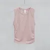 Womens lu Yoga T-shirt Summer Top Womens Ribbed Round CollarSleeveless All it takes Elastic Drawstring Sports Fitness Solid Color