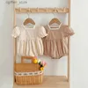 Rompers Summer Cute Baby Girl Clothes Lace Square Collar Romper Cotton Short Sleeve Baby Jumpsuit 0-24m L410