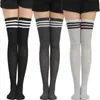 Sexiga strumpor Svartvita randiga långa strumpor Kvinnor Sexig över knähögstrumpor över knästrumporna Damer Girls Warm Long Tube Socks 240416