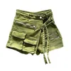 Dames shorts dames zomer knappe militaire denim rokken mti pocket aline los wide been 230220 drop levering kleding kleding dhu1f