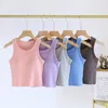 Camisoles tanks geribbeld dames camisole massieve kleur mouwloos met gewatteerde buste draadloze crop top basering lagen onderhemden vrouwelijk kort