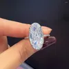 Cluster anneaux huitan luxe grand ovale cubique zircone cristal basse accessoires de mariage