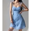 Casual Dresses Girl's Blue Slim Looking A-Line kjol med blommig tryckrem