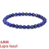 Strand Natural Stone Crystal Bead Stretch Armband Lapis Lazuli Tiger Eye Round Pärled 7,5 "Armband Bangles smycken