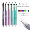 In 1 Multicolor Ballpoint Pens 4 Colors Ball Pen Automatisch potlood met gum voor schoolkantoor Writing Supplies briefpapier