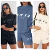 Plus Size Womens Two Piece Pants S-XXLSummer New Fashionable And Sporty Short Sleeved Pullover Shorts Set 9 Colors High Quality Full Letter