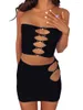 Abiti da lavoro 2 pezzi sexy taglio bodycon set da donna top senza spalline mini gonne outfit estate streetwear