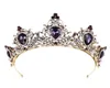 Klipsy do włosów Barrettes Purple Vintage Crown Bride Wedding Bridal Tiara Opaska na głowę obręczy Rhinestone Stone Luksusowe urok biżuterii Glow F1815277