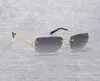 Vintage Rimless Square C Wire Solglasögon män oculos skugga diamant skärande metall ram ovala gafas kvinnor för strandkörning t200612885155