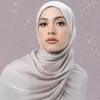 Abbigliamento etnico luccichio di seta Creping hijab testa sciarpa 70 175 cm headwraps for women musulman fashion pieghettate scialle islamiche allevate da scialle islamiche