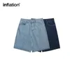 Inflation vintage denim shorts man lossa rakt tvättade jeans shorts man plus szie 240408